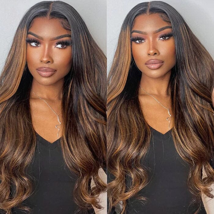 Dark Roots Balayage Color 13x4 13x6 Lace Frontal Wigs Pre Plucked Body Wave Human Hair