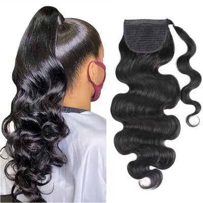 QT Body Wave Ponytail with Weave Hair Extensions Wrap Around Clip in Braided Ponytail Hairstyles ｜QT Hair