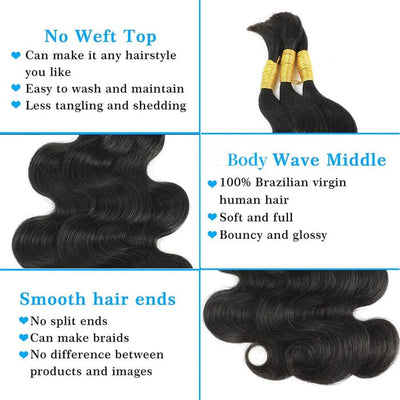 QT Bulk Human Hair No Weft 16 To 26 Inch Bulk Hair Extensions Crochet Braids ｜QT Hair