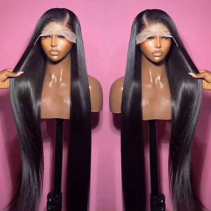 QT Buss Down Knee Length 42 40 38 36 34 32 30 inch Long 13x4 HD Lace Front Human Hair Wig