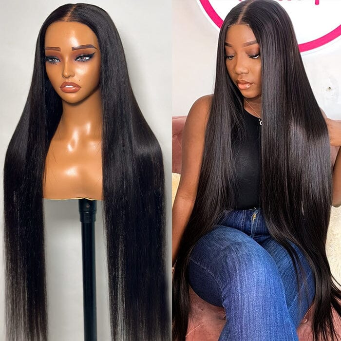 QT Buss Down Knee Length 42 40 38 36 34 32 30 inch Long 13x4 HD Lace Front Human Hair Wig