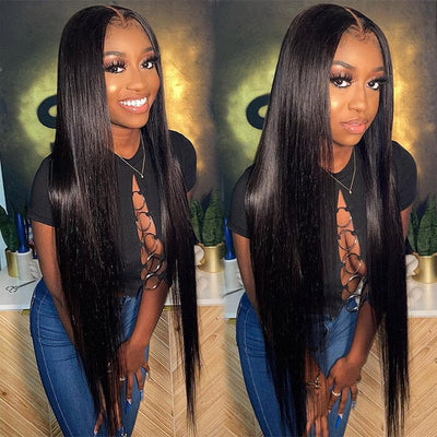 QT Buss Down Knee Length 42 40 38 36 34 32 30 inch Long 13x4 HD Lace Front Human Hair Wig