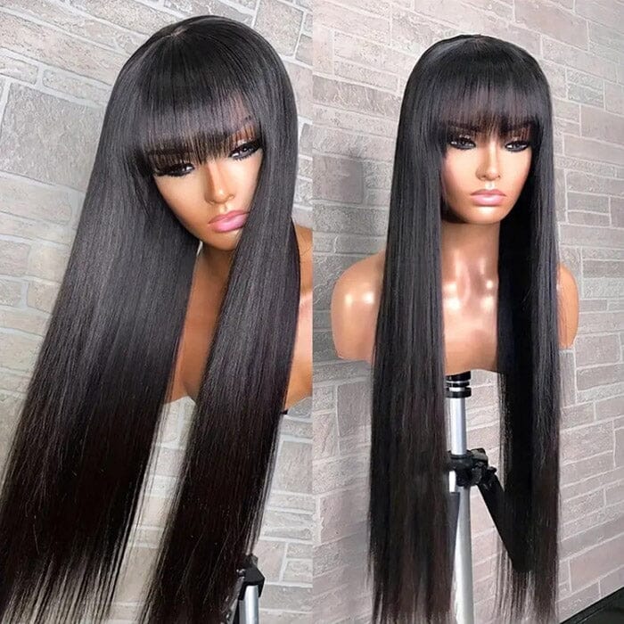 QT Clearance Sale Chocolate Brown Color Straight Glueless Wigs Affordable Human Hair ｜QT Hair