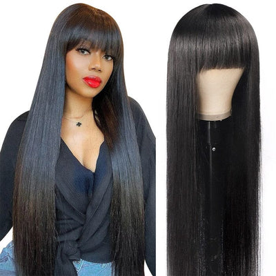 QT Clearance Sale Chocolate Brown Color Straight Glueless Wigs Affordable Human Hair ｜QT Hair