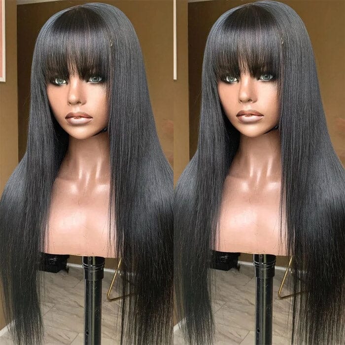 QT Clearance Sale Chocolate Brown Color Straight Glueless Wigs Affordable Human Hair ｜QT Hair