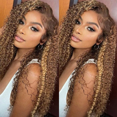 QT Clearance Sale Jerry Curl Ombre Highlight 4x4 Lace Closure Wig Human Hair ｜QT Hair