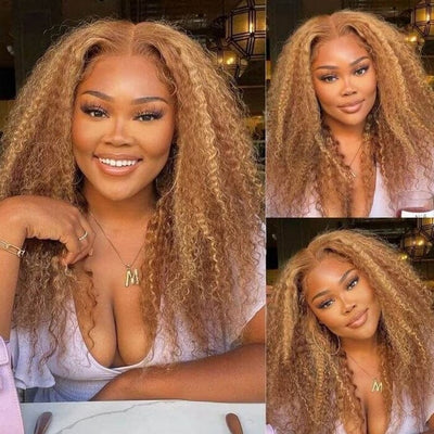 QT Clearance Sale Jerry Curl Ombre Highlight 4x4 Lace Closure Wig Human Hair ｜QT Hair