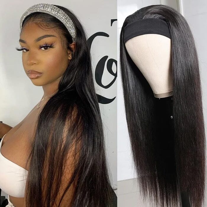 QT Clearance Sale Straight Headband Wig Glueless Non Lace Natural Black Color ｜QT Hair