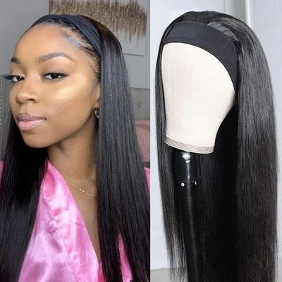 QT Clearance Sale Straight Headband Wig Glueless Non Lace Natural Black Color ｜QT Hair