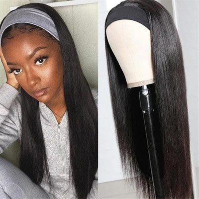 QT Clearance Sale Straight Headband Wig Glueless Non Lace Natural Black Color ｜QT Hair