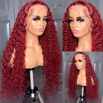 QT Hair 13x6 Lace Frontal Wigs Pre Pluecked Jerry Curly Color 99J Human Hair ｜QT Hair