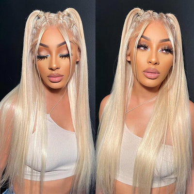 QT Hair 613 Honey Blonde Transparent Lace Frontal Wigs Human Hair Pre Plucked ｜QT Hair