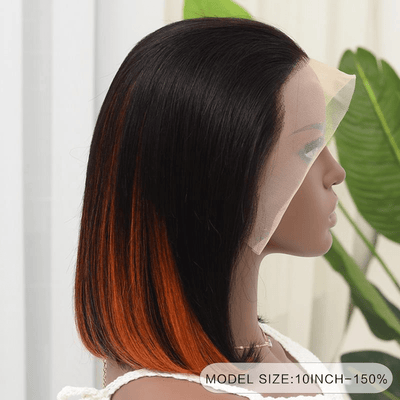 QT Hair Black Color Ombre Highlight Orange Ginger Lace Frontal Wig Human Hair ｜QT Hair