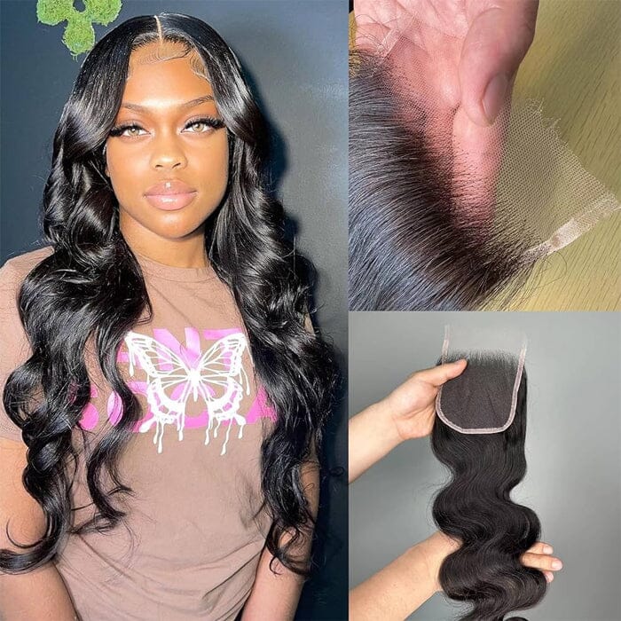 QT Hair Body Wave 5x5 HD Lace Closure Pre Plucked Straight Virgin Human Hair