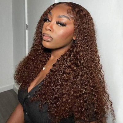 QT Hair Brown Color Jerry Curly Lace Wigs Pre Plucked Chocolate Human Hair ｜QT Hair