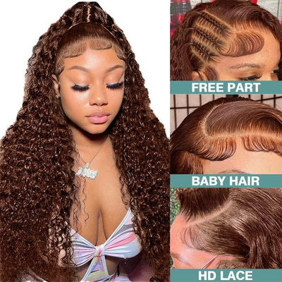 QT Hair Brown Color Jerry Curly Lace Wigs Pre Plucked Chocolate Human Hair ｜QT Hair