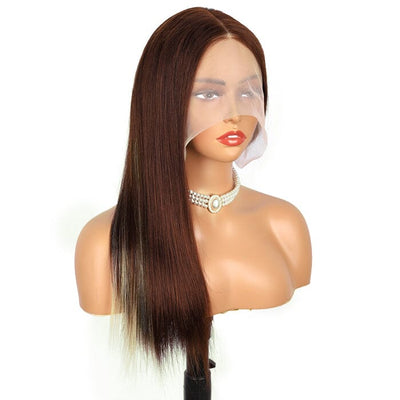 QT Hair Brown and Blonde Highlight Color 13x4 Lace Frontal Wig Human Hair Flash Sale