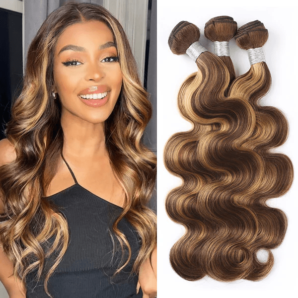 QT Hair Buy Ombre Highlight Color P4/27 Hair Bundles Weave Get Free 4*4 Lace Closure