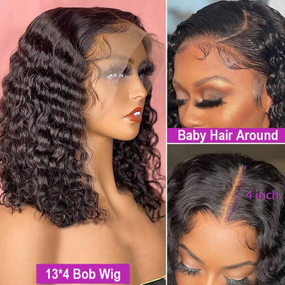 QT Hair Deep Curly Lace Frontal Bob Wig Pre Plucked Deep Wave Virgin Human Hair ｜QT Hair