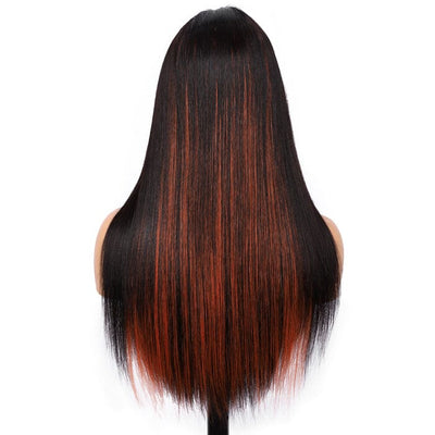 QT Hair Highlight 1B Orange Ginger Color Lace Frontal Wig Silky Straight Human Hair Flash Sale