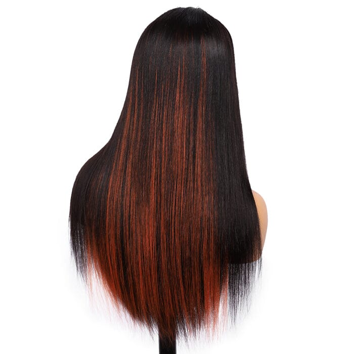 QT Hair Highlight 1B Orange Ginger Color Lace Frontal Wig Silky Straight Human Hair Flash Sale