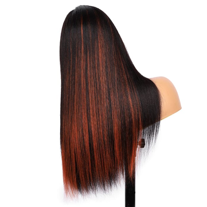 QT Hair Highlight 1B Orange Ginger Color Lace Frontal Wig Silky Straight Human Hair Flash Sale