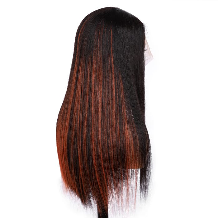 QT Hair Highlight 1B Orange Ginger Color Lace Frontal Wig Silky Straight Human Hair Flash Sale