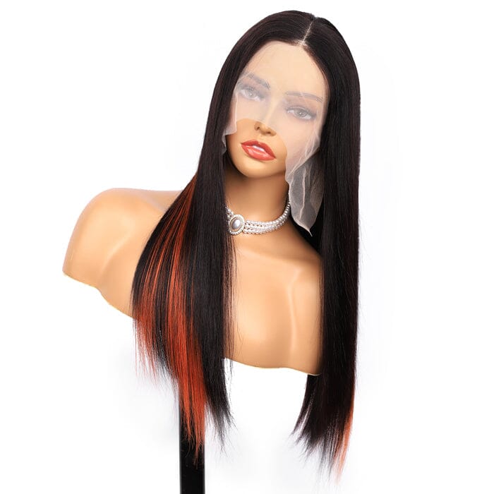 QT Hair Highlight 1B Orange Ginger Color Lace Frontal Wig Silky Straight Human Hair Flash Sale