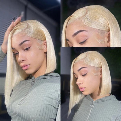 QT Hair Honey Blonde Color 613 Lace Frontal Wig Bone Straight Human Hair ｜QT Hair