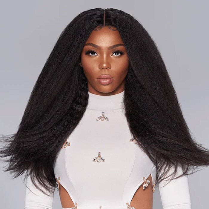 QT Kinky Straight 4x4 Transparent Lace Closure Wigs Human Hair for Women ｜QT Hair