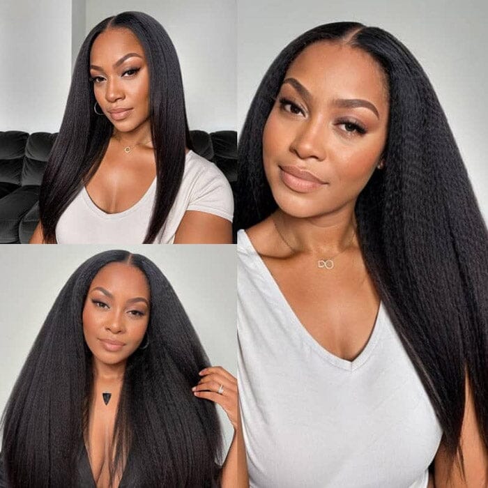 QT Kinky Straight 4x4 Transparent Lace Closure Wigs Human Hair for Women ｜QT Hair