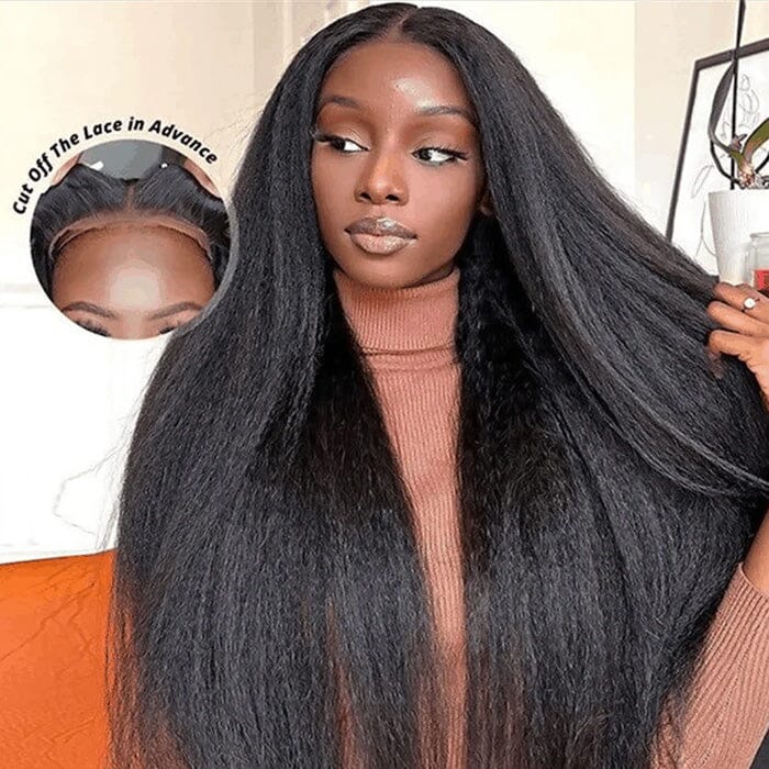 70% Off 8x5 Pre Cut Lace Closure Wig Kinky Striaght Yaki Virgin Human Hair Flash Sale ｜QT Hair