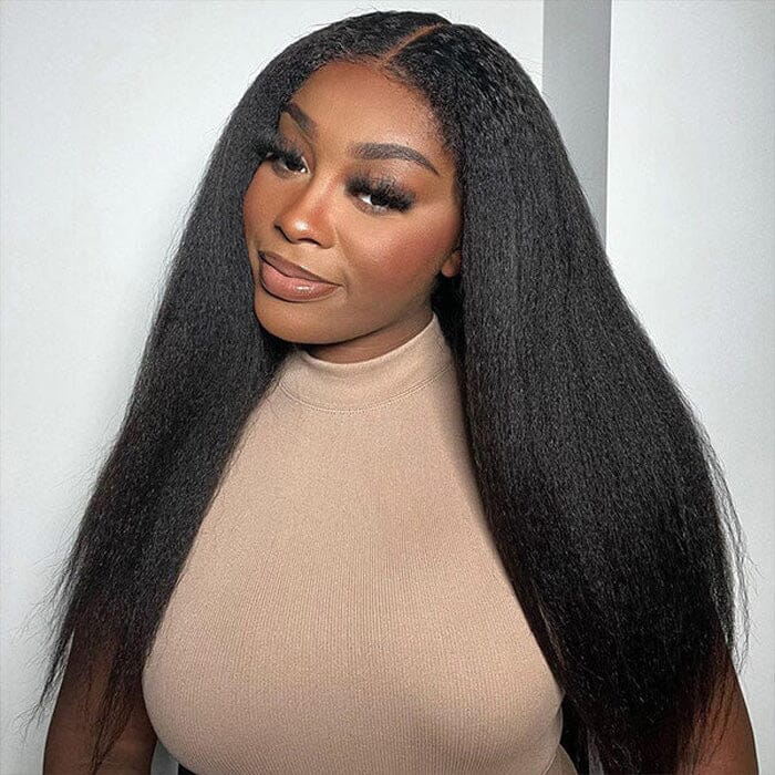 70% Off 8x5 Pre Cut Lace Closure Wig Kinky Striaght Yaki Virgin Human Hair Flash Sale ｜QT Hair