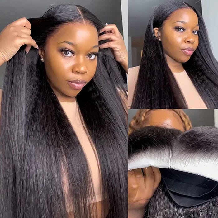 70% Off 8x5 Pre Cut Lace Closure Wig Kinky Striaght Yaki Virgin Human Hair Flash Sale ｜QT Hair