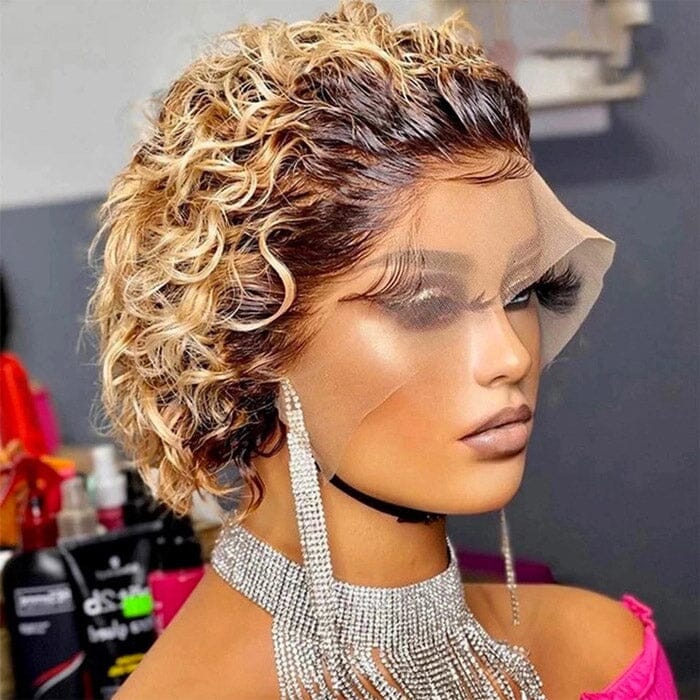 QT Pixie Cut Wig Human Hair Short Curly 13x1 Lace Front Wigs Human Hair ｜QT Hair