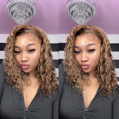 QT Hair Wet and Wavy Lace Closure Wigs Highlight Water Wave Human Hair