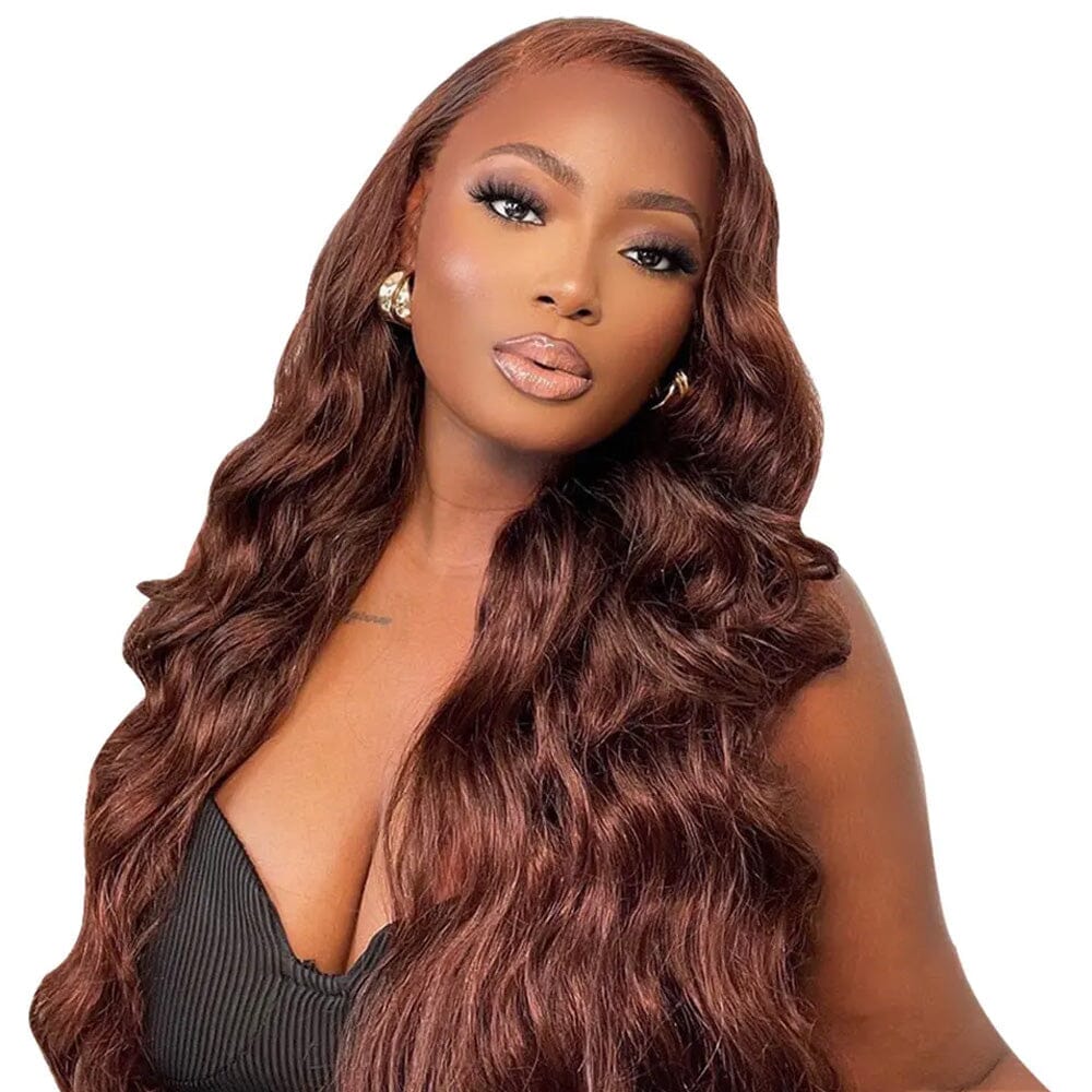 Reddish Brown Color Body Wave 4x4 5x5 Lace Closure Wigs QT Human Hair ｜QT Hair