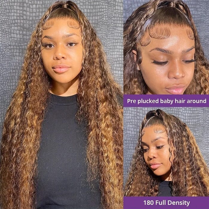 Black Friday Deal Ombre Highlight Water Wave Lace Frontal Wig Wet and Wavy Human Hair