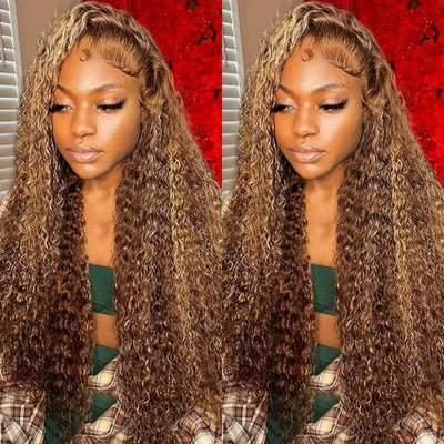 Wet and Wavy 8x5 Pre Cut Lace Wig Pre Plucked Ombre Highlight Water Wave Human Hair