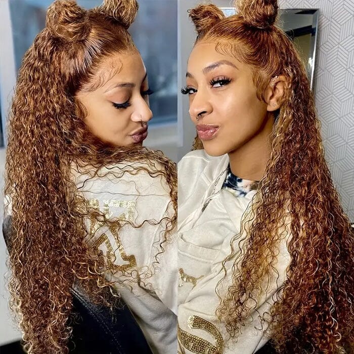 QT Flash Deal Ombre Highlight Water Wave Lace Frontal Wig Wet and Wavy Human Hair