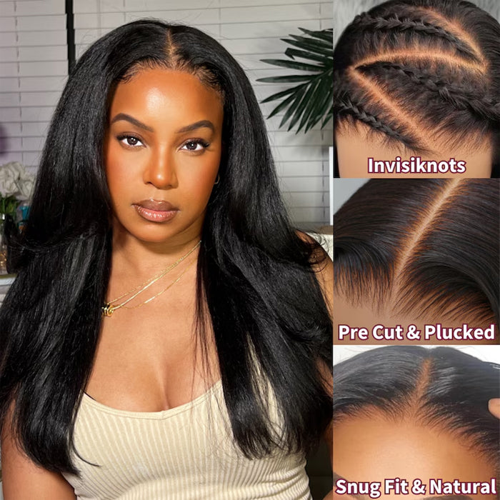 $100 Off Code: NY100 Yaki Straight Glueless 8x5 Pre Cut Lace Wig Human Hair