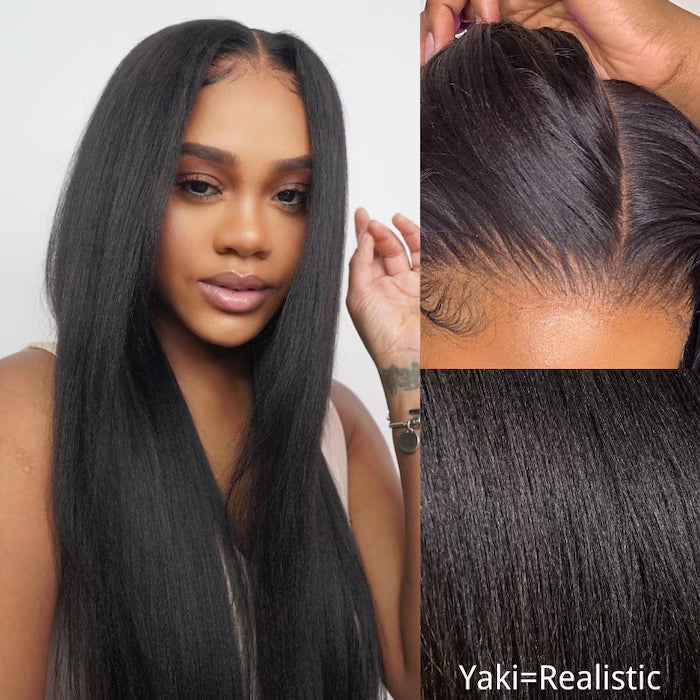 Yaki Straight Glueless 8x5 Pre Cut Lace Wig Pre Plucked QT Virgin Human Hair