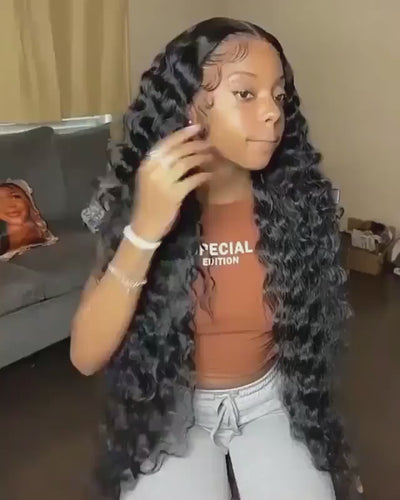 13x4 Lace Frontal Wig Loose Deep Wave Human Hair Wigs Pre Plucked with Baby Hair