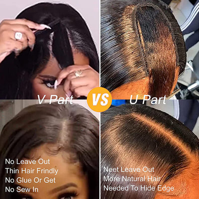 Body Wave V Part Wigs No Leave Out Natural Scalp Protective Wigs Beginner Friendly U Part Human Hair Wigs Brazilian Virgin Human Hair Wigs for Black Women ｜QT Hair